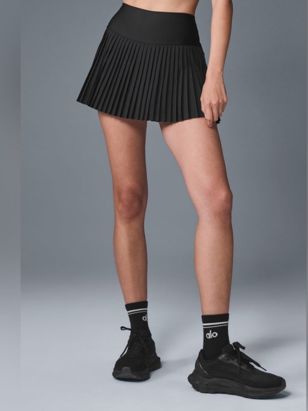 ✨NWT Alo Yoga Grand Slam Tennis Skort Black Micropleated Small 🎾👟 - Sold Out!